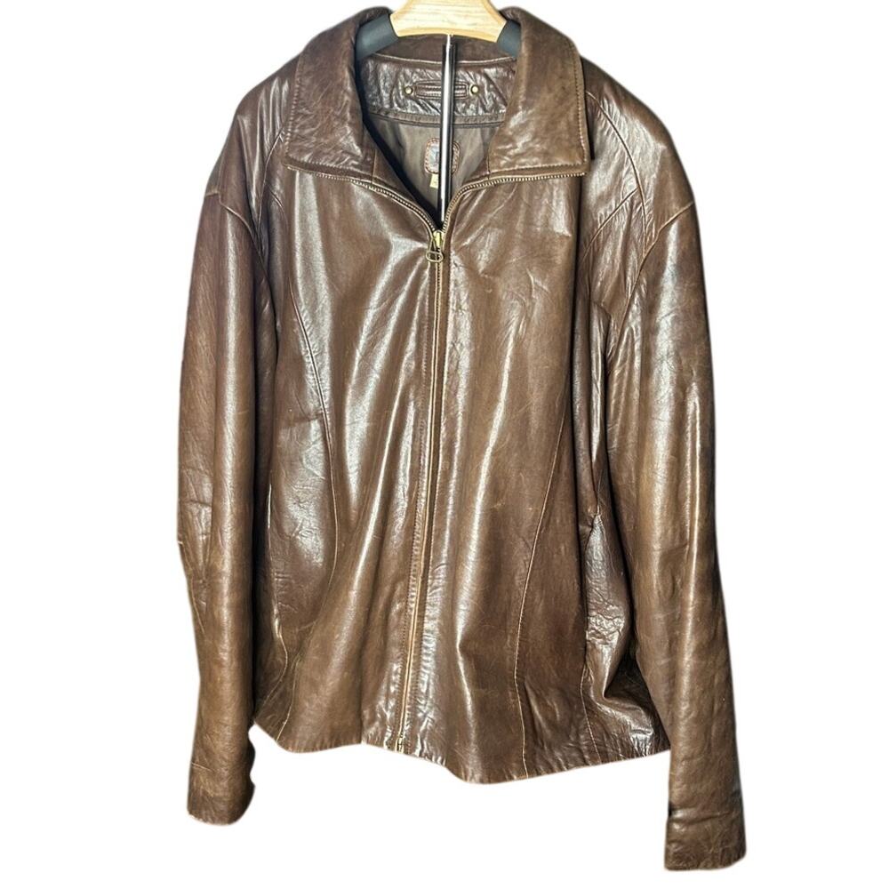 Wilson Leather Pelle Studio brown leather zip up jacket